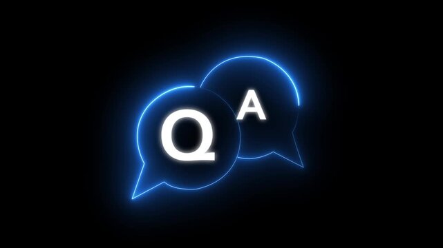 q and a question and answer animated session icon neon 4k screen Animated. Question and Answer the letters Q and A. Question and Answer icon isolated on black background. 4k video
