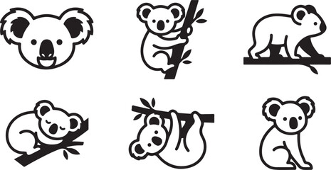 Obraz premium Cute koala and wallaby vector illustrations in playful poses Vector