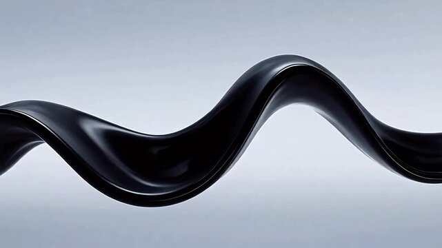 Glossy black wave on gray