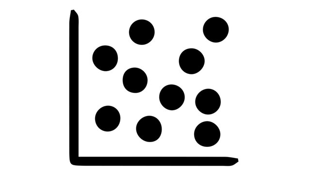 Black dots graph, scatter plot icons, vector chart symbols, data visualization elements