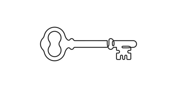 Continuous line drawing of an antique skeleton key.