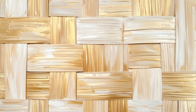 Woven light and gold rectangles create an alternating textured pattern