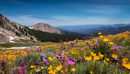 Obraz premium Usa California Wildflowers Bloom On The Eastern Escarpment Of The Sierra Nevada Mountains