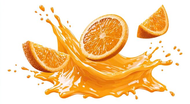 Juicy oranges exploding in a vibrant, refreshing citrus splash