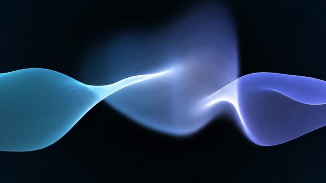 Sound waves move through space with a flowing pattern that changes shapes and colors