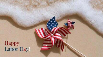 USA Labor Day Beach Background with Patriotic Summer Holiday Vibes