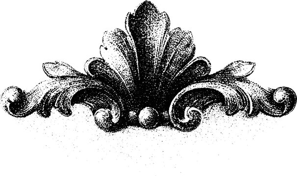 Ornate engraved foliate decorative ornament header for vintage label design and ornamental border background