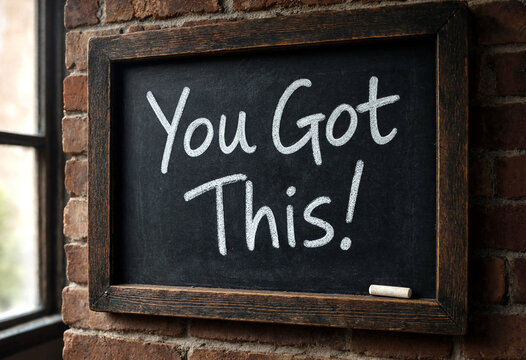 Handwritten you got this motivational message on a chalkboard against brick wall background