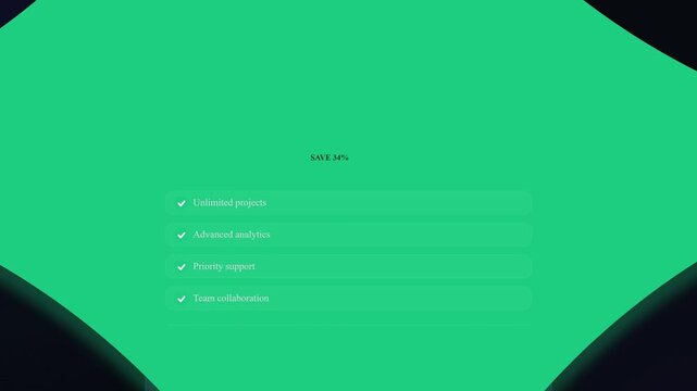 Subscription pricing plan upgrade card animation, green screen