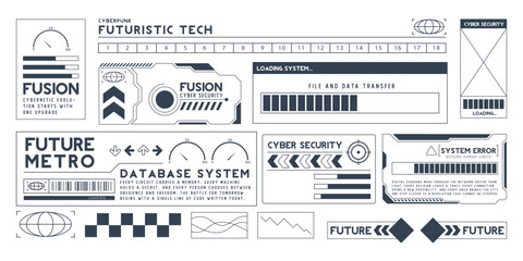 Futuristic digital user interface elements and data visualization dashboard panels © OzanID