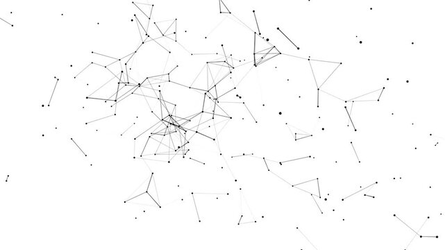 Animation of lines and dots connecting network concept. Abstract network animation on white background. black ink splat background