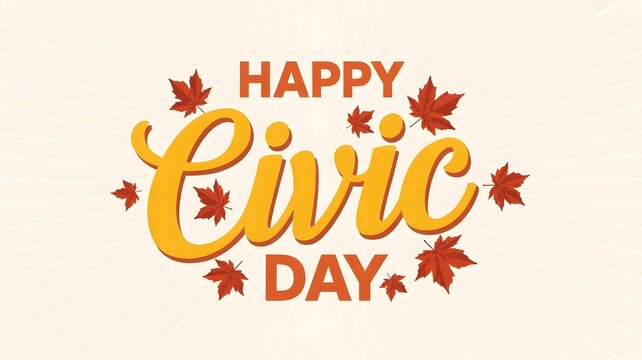 Happy civic holiday illustration with maple leaves festive august long weekend design