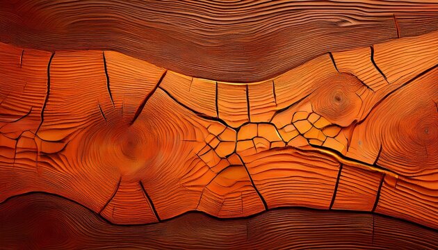 Fondo Con Textura De Madera Y Grietas En Color Naranja