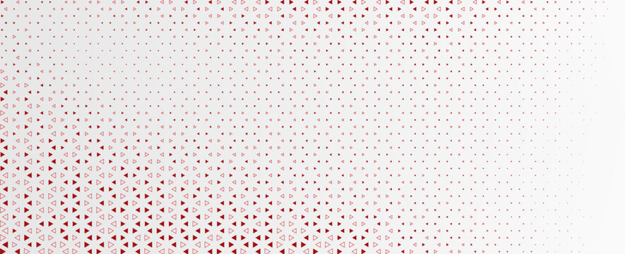 Abstract red halftone geometric background with small triangles pattern on a clean white backdrop, ideal for modern banner design.