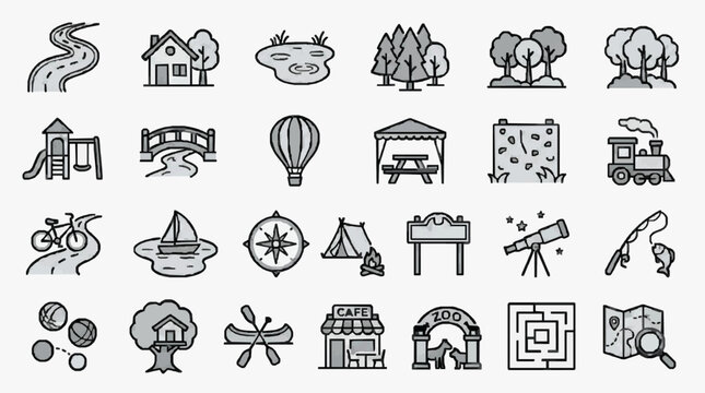 Corporate Flat Pack of Monochromatic Lifestyle and Travel Icons for Presentations Websites and Marketing Materials