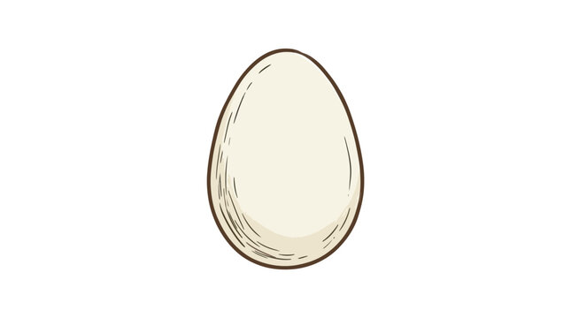 Simple white chicken egg sketch on white background.