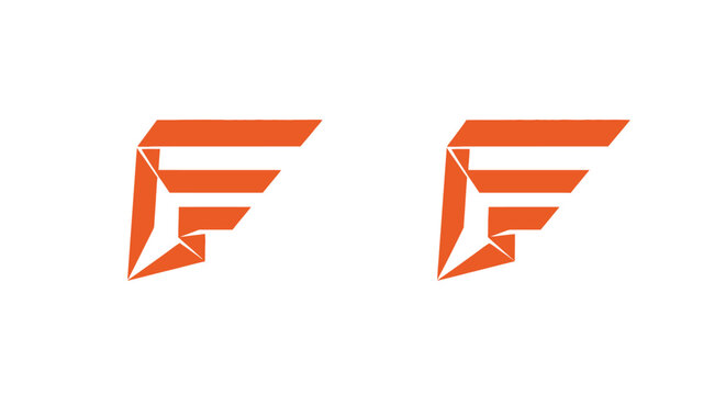 Abstract geometric letter F design with sharp edges.