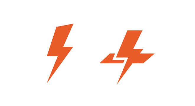 Two orange lightning bolt icons isolated on white.