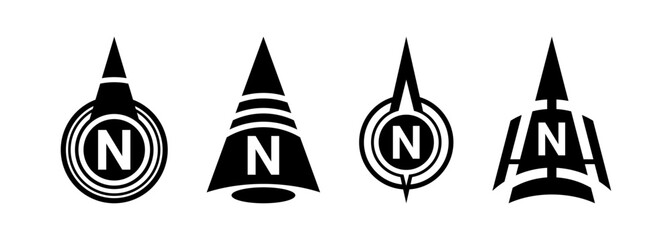 Black north direction sign for map © Kavik