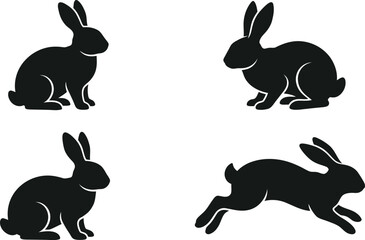 Obraz premium Vectors of rabbits tending in different positions and movements