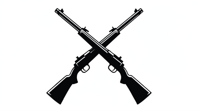 Two guns are crossed over each other in an illustration.