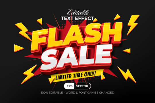Flash Sale Editable Text Effect 3D Curved Offer Promotion Style.