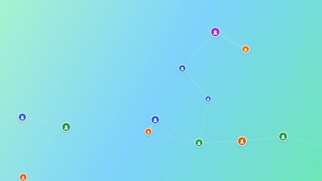 Digital network connection background with colorful user icons