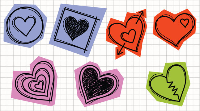 Heart Shapes Elements Set