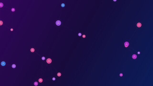 Abstract background with floating sad face emojis on dark purple