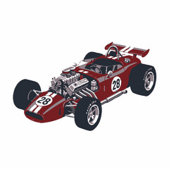 Fototapeta premium Vintage Formula 1 Race Car Illustration - Classic Motorsport Art