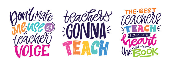 Obraz premium Back to School. Funny hand drawn doodle lettering quote about Teaching. Lettering for t-shirt design, mug print, bag print, clothes fashion. 100% hand drawn vector image.