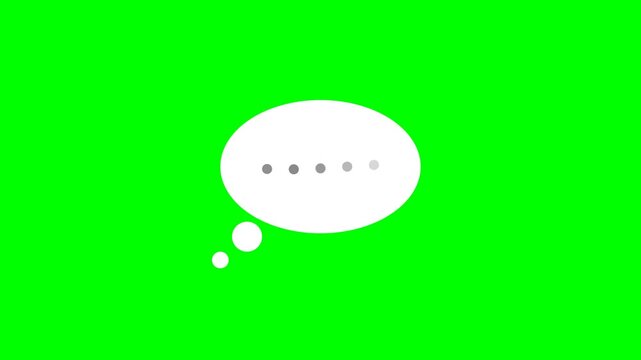 White speech bubble with typing indicator on green screen. 4K Video