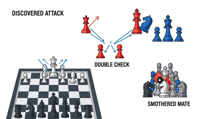 Strategic chess moves diagram showing board tactics © mang