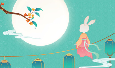 Mid Autumn Festival Cartoon Jade Rabbit Illustration © jm
