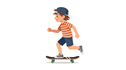 Fototapeta premium Boy Riding Skateboard, Outdoor Activity, Summer Fun, Kids Lifestyle