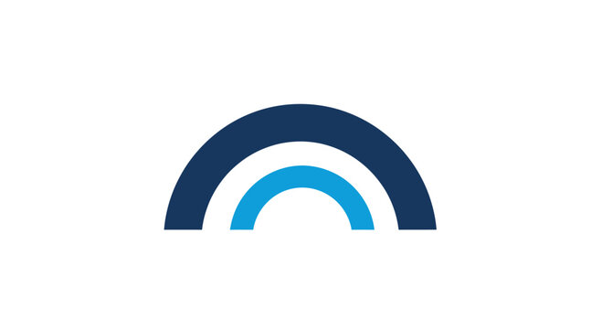 Simple blue dual arch geometric vector element.