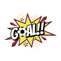 Soccer Element Vector. Typography spelling "Goal" in a colorful Pop Art comic style. © khoiril_faaizun