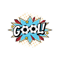 Soccer Element Vector. Typography spelling "Goal" in a colorful Pop Art comic style. © khoiril_faaizun