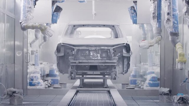 Automotive Paint Shop Robotic Paint Application 4K