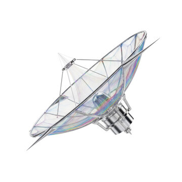 Satellite Dish with Iridescent Mesh and Metal Base