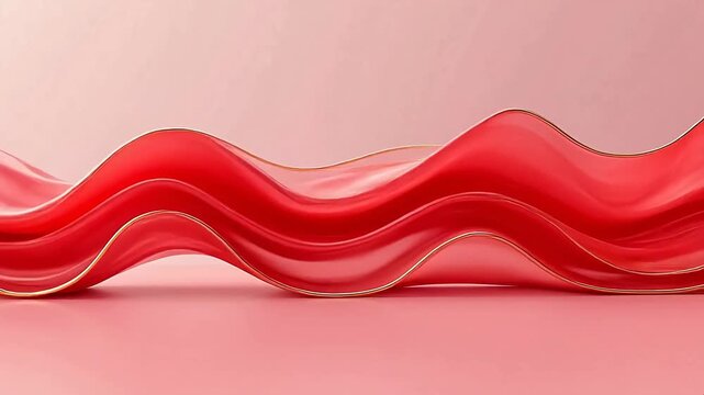 Red translucent waves on pink background