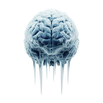 Frozen Human Brain with Icicles Hanging Down