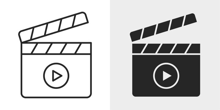Cinema Clapboard Icon represents filmmaking, video production, and movie creation.