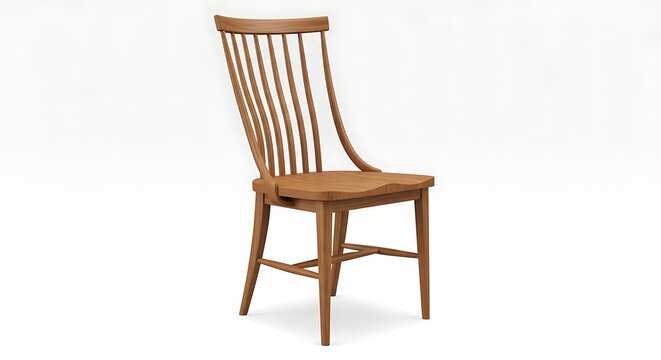 Wooden chair with slatted back. Classic wooden seating furniture