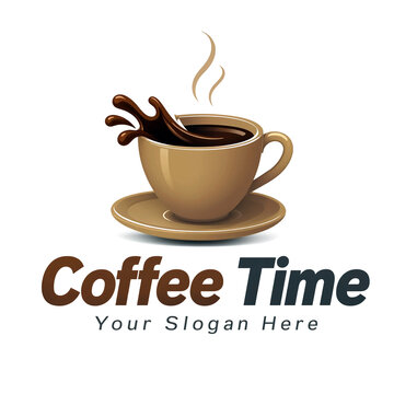 Delicious hot coffee cup with steam and splash isolated for logo or branding design concept