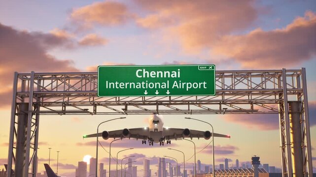 Sunset Plane takeoff from Chennai International