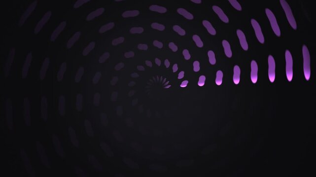 Spiral of light with purple pattern in dark space