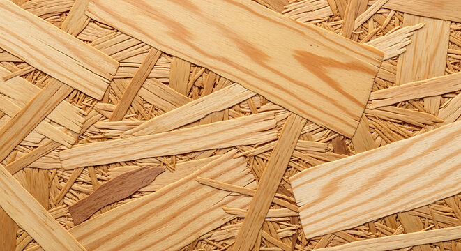 OSB texture wood board background showing compressed flakes and natural timber grain patterns