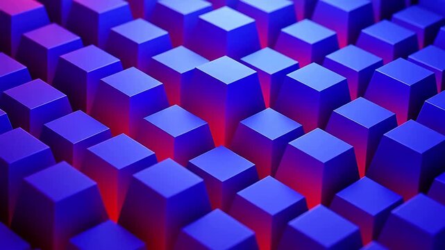 Blue cubes with pink cyberpunk glow