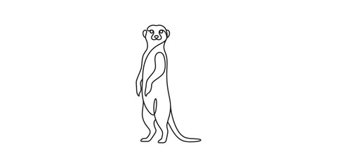 Obraz premium Minimalist continuous line drawing of a standing alert meerkat.